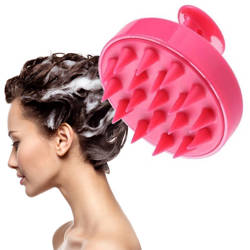 Myjka do włosów szczotka masażer do skóry głowy różowy