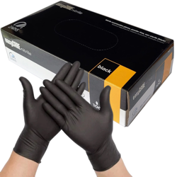 Rękawiczki nitrylowe jednorazowe czarne - rozmiar M - 100 szt.